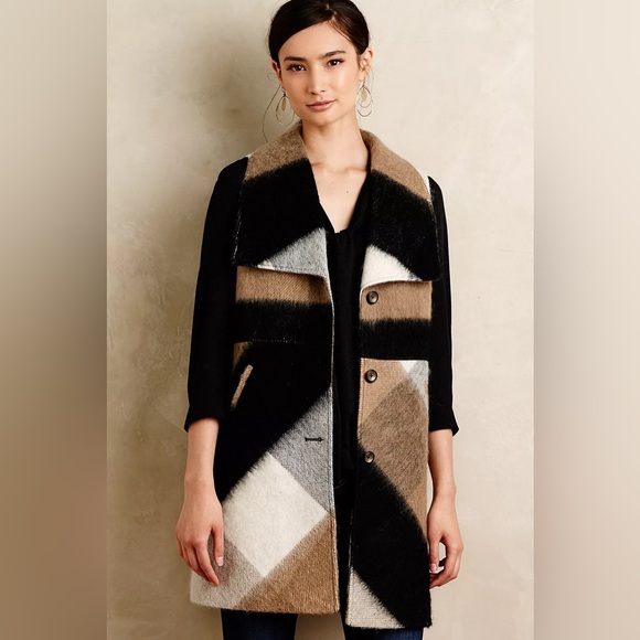 Anthropologie Jackets & Blazers - Anthropologie Elevenses Wool Blend Buffalo Plaid Vest